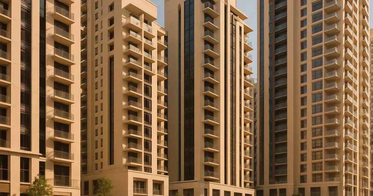 Dubai residential towers at street level